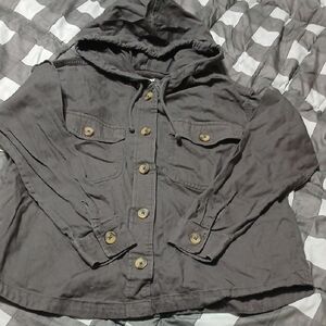 Maurices Charcoal Hooded Steel Grey Flannel with Button Accents